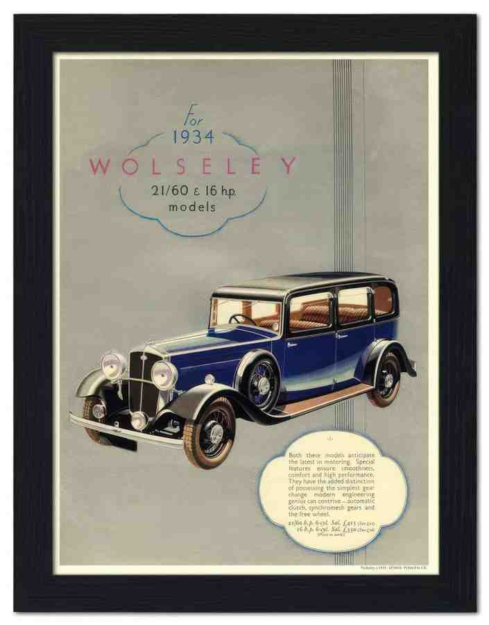 304H wolsely car 1934 2 Vintage Advert A4 Photo Print