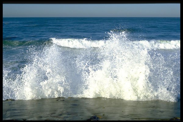 312027 San Diego, California Rocky Wave Splash A4 Photo Print