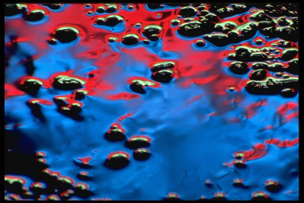 313014 Blue & Red Neon Light Reflecting On Wet Asphalt A4 Photo Print
