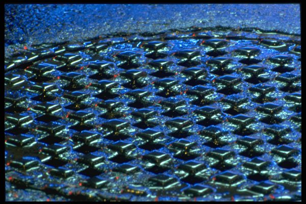 313019 Blue & Green Neon Light Reflected On Wet Manhole Cover A4 Photo Print