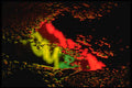 313035 Red, Green, Yellow Neon Light Reflected In Pool Of Rain A4 Photo Print