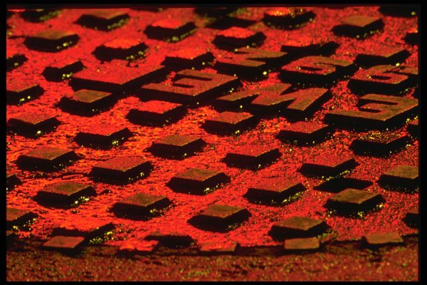 313036 Red Traffic Stop Light Reflection On Wet Manhole Cover A4 Photo Print
