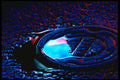 313043 Red, Green Neon Light Reflected At Water Shut Off Valve A4 Photo Print