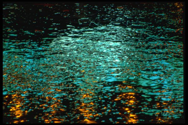 313067 Green & Gold Light Reflected Off Wet Asphalt A4 Photo Print