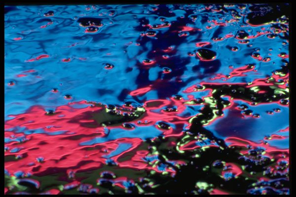 313088 Red & Blue Neon Light Reflected On Wet Asphalt A4 Photo Print