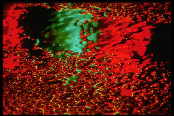 313097 Green & Red Neon Light Reflected On Wind Blown Rain Water A4 Photo Print