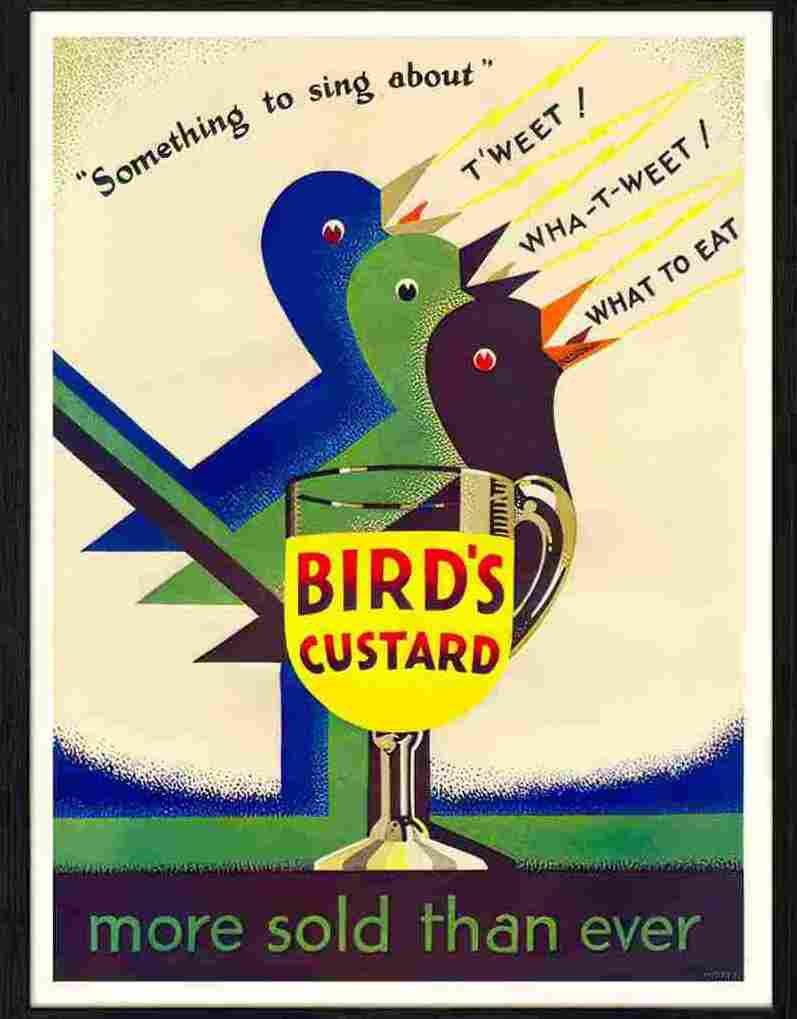 316 01 birds custard art deco 1931 Advert A4 Photo Print