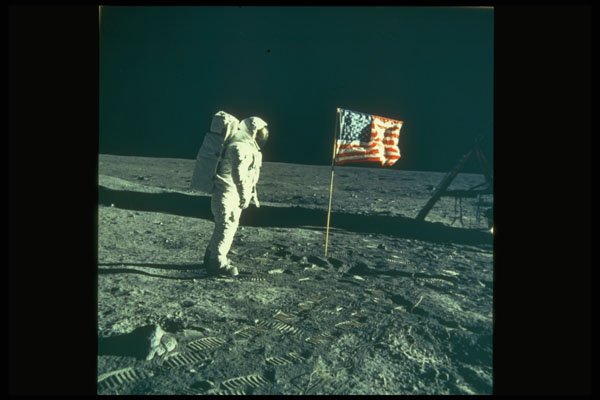 323014 Flag On The Moon A4 Photo Print