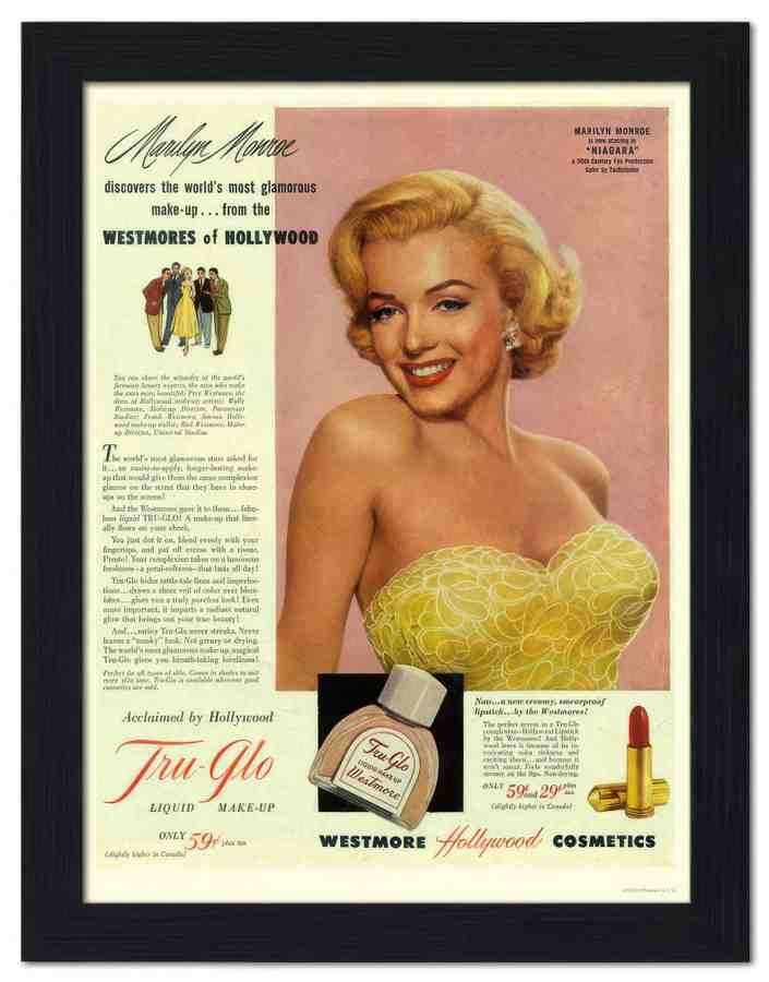 3239 marilyn monroe tru glo cosmetics 2 Vintage Advert A4 Photo Print