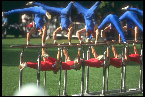 324001 Gymnasts On Parallel Bars A4 Photo Print