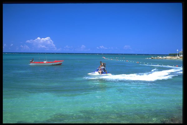 328030 Jet Ski And Fishermen, Ocho Rios A4 Photo Print