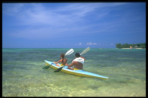 328062 Ocean Kayaking From Point Village, Negril A4 Photo Print