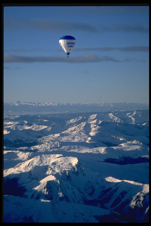 329047 Ballooning Over The Snowy Rockies, Colorado A4 Photo Print
