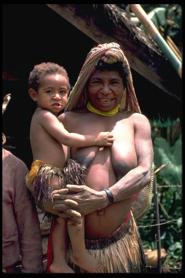 330055 Village Woman With Child A4 Photo Print