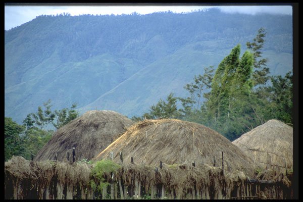 330097 Village Huts A4 Photo Print