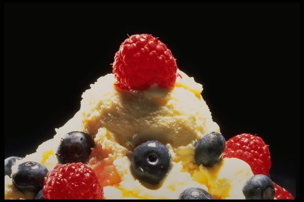 332009 Berries On Ice Cream A4 Photo Print