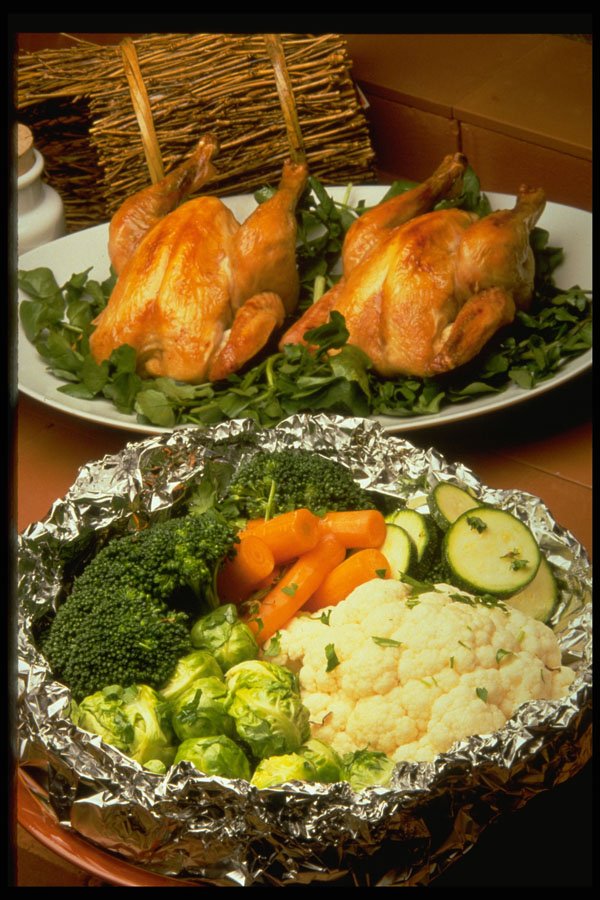 333071 Barbecue Chicken & Vegetables A4 Photo Print