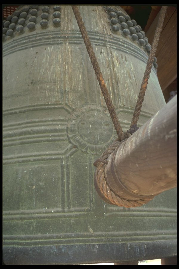 334006 Nara temple Bell With Wooden Hammer A4 Photo Print
