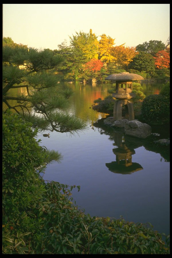 334053 Tokyo Kiyozumi Pond With Lantern A4 Photo Print