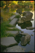 334067 Tokyo Kiyozumi, Stone Path Over Water A4 Photo Print