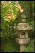 334080 Stone Lantern Under Maple A4 Photo Print