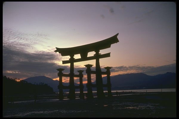 334081 Miyajima silhouette Of Tori Gate At Twilight A4 Photo Print