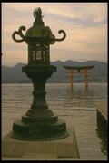 334090 Miyajima lantern And Tori Gate In Ocean A4 Photo Print