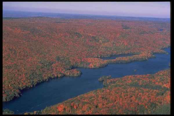 341038 Aerial Of Gatineau Hills & River, Quebec A4 Photo Print