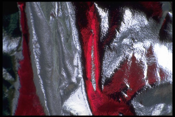 343000 Red On Wrinkled Silver Reflector A4 Photo Print