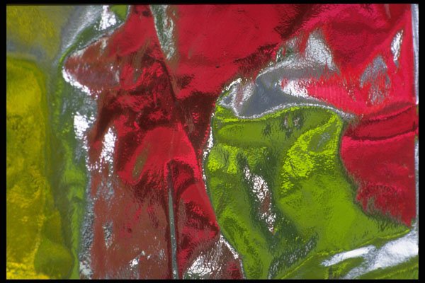 343020 Red, Green And Yellow On Wrinkled Silver Reflector A4 Photo Print