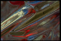 343031 Red And Blue On Wrinkled Silver Reflector A4 Photo Print