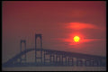 345097 Sun Setting Over A Bridge, Newport, Rhode Island A4 Photo Print