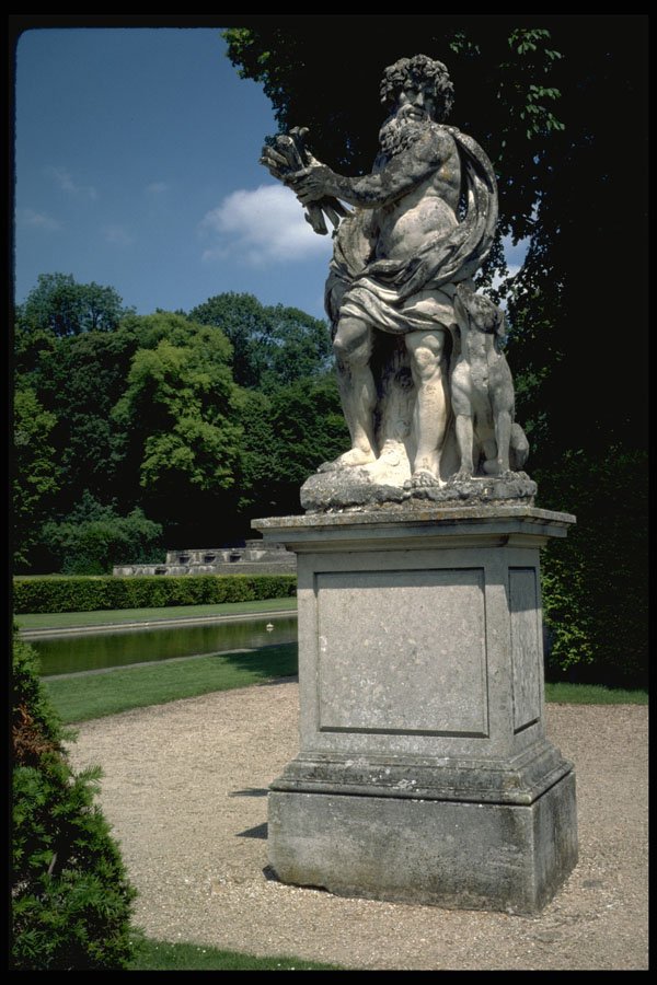 346003 Old Man With Dog Statue Vaux le Vicomte, France A4 Photo Print