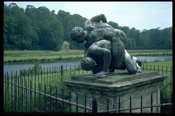 346050 Wrestlers Studley Royal, England A4 Photo Print