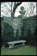 346055 Bench By Wall With Urn Dumbarton Oaks, U.S.A. A4 Photo Print