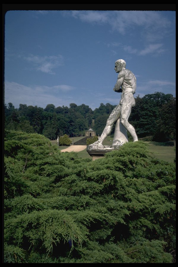 346085 Statue And Cascade Chatsworth, England A4 Photo Print