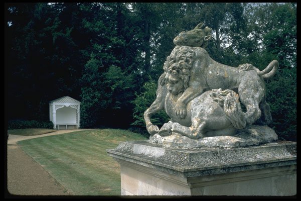 346086 Lion Killing Horse Near Kent Bench Rousham, England A4 Photo Print