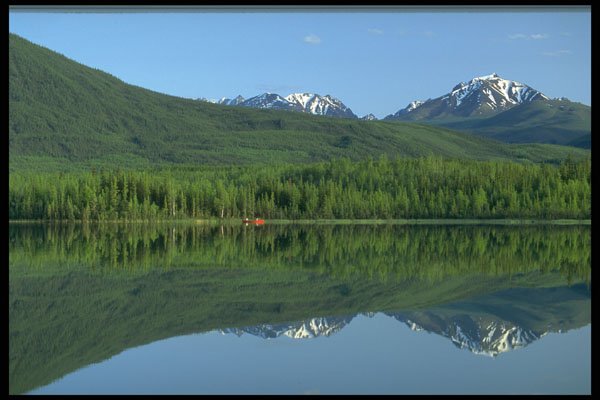 347096 Canoeist On Rabbitkettle Lake, NWT, Canada A4 Photo Print