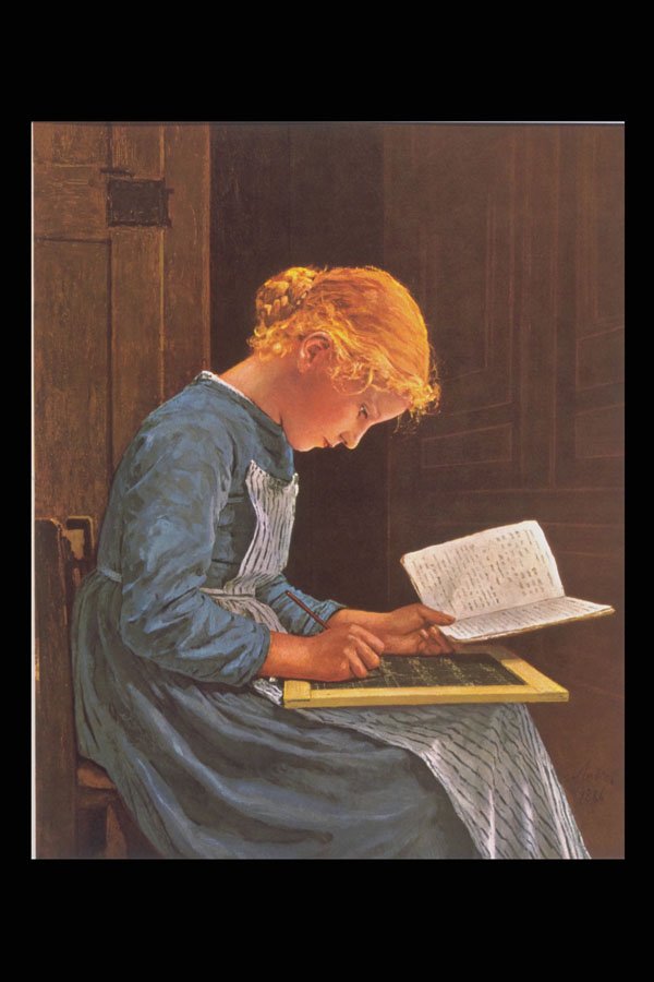 357017 The Home Lesson , Albert Anker A4 Photo Print
