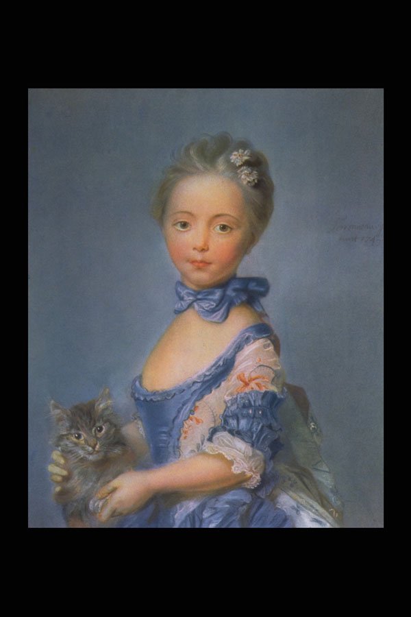 357038 Girl With A Kitten , Jean Baptiste Perronneau A4 Photo Print
