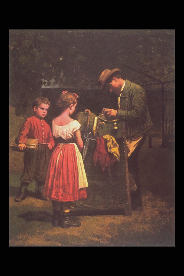 358001 The Scissors Grinder , Eastman Johnson A4 Photo Print