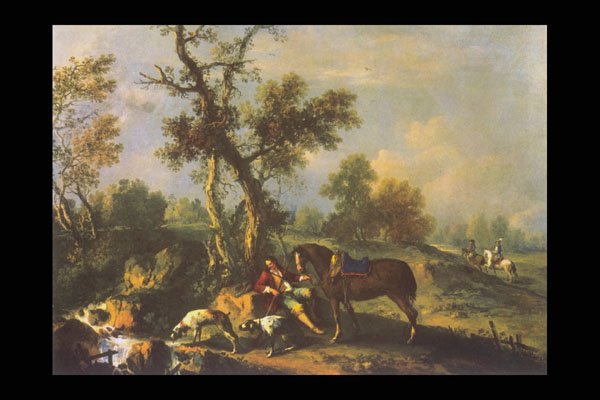 358005 Paesaggio Con Cacciatore , Francesco Zuccarelli A4 Photo Print