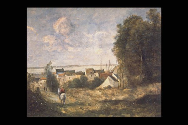 358025 L'Entree Du Village De Coubron , Jean Baptiste Camille Corot A4 Photo Print