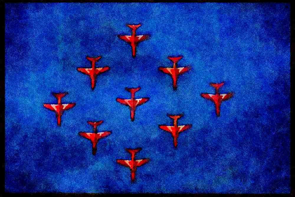 359079 BAe Hawk T. Mk 1A, The Red Arrows, Royal Air Force A4 Limited Edition Watercolour Print