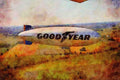 360012 Goodyear Blimp, 1982, Oshkosh, WI A4 Limited Edition Watercolour Print