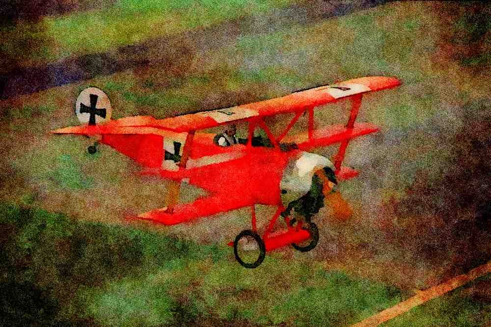 360019 Fokker, Triplane Replica, 1983, Wichita, KS A4 Limited Edition Watercolour Print