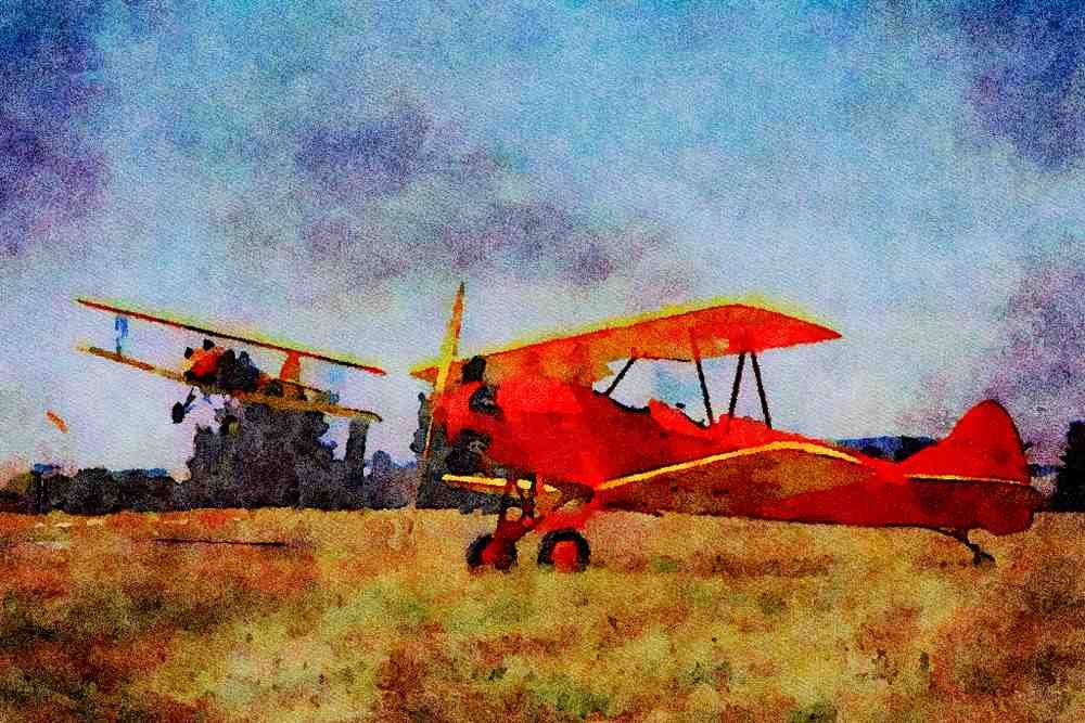 360067 Fleet, Biplanes, 1932, Sonoma, CA A4 Limited Edition Watercolour Print