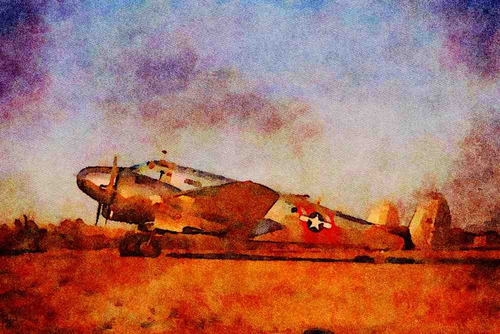 360079 Beech 18, 1953, Sonoma, CA A4 Limited Edition Watercolour Print