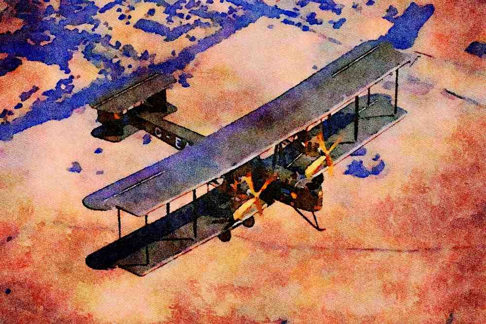 360084 Vickers, Vimy Replica, 1994, Navato, CA A4 Limited Edition Watercolour Print