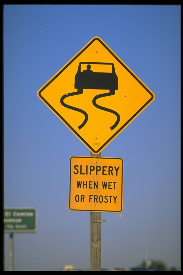 363002 Slippery When Wet Or Frosty (with Symbol) A4 Photo Print